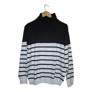 KIRUNDO Women’s Black & White Striped Turtleneck Sweater Size Large New With Tag